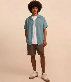 Camisa Relaxed em Tricoline com Textura Bowling