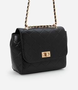 Bolsa Pequena em PU com Textura e Alça Corrente