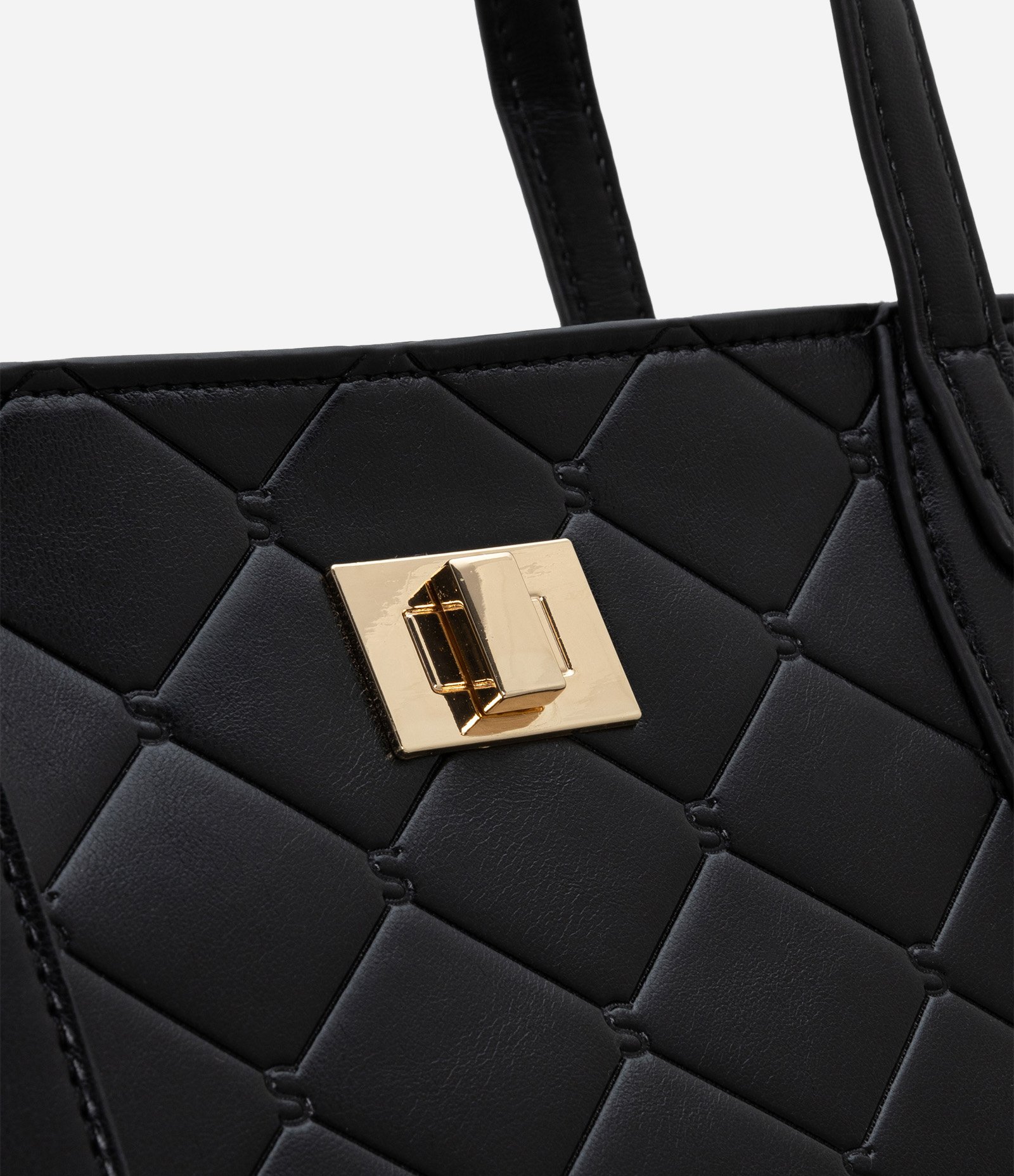 Bolsa Grande em PU com Textura Embossed Preto 3