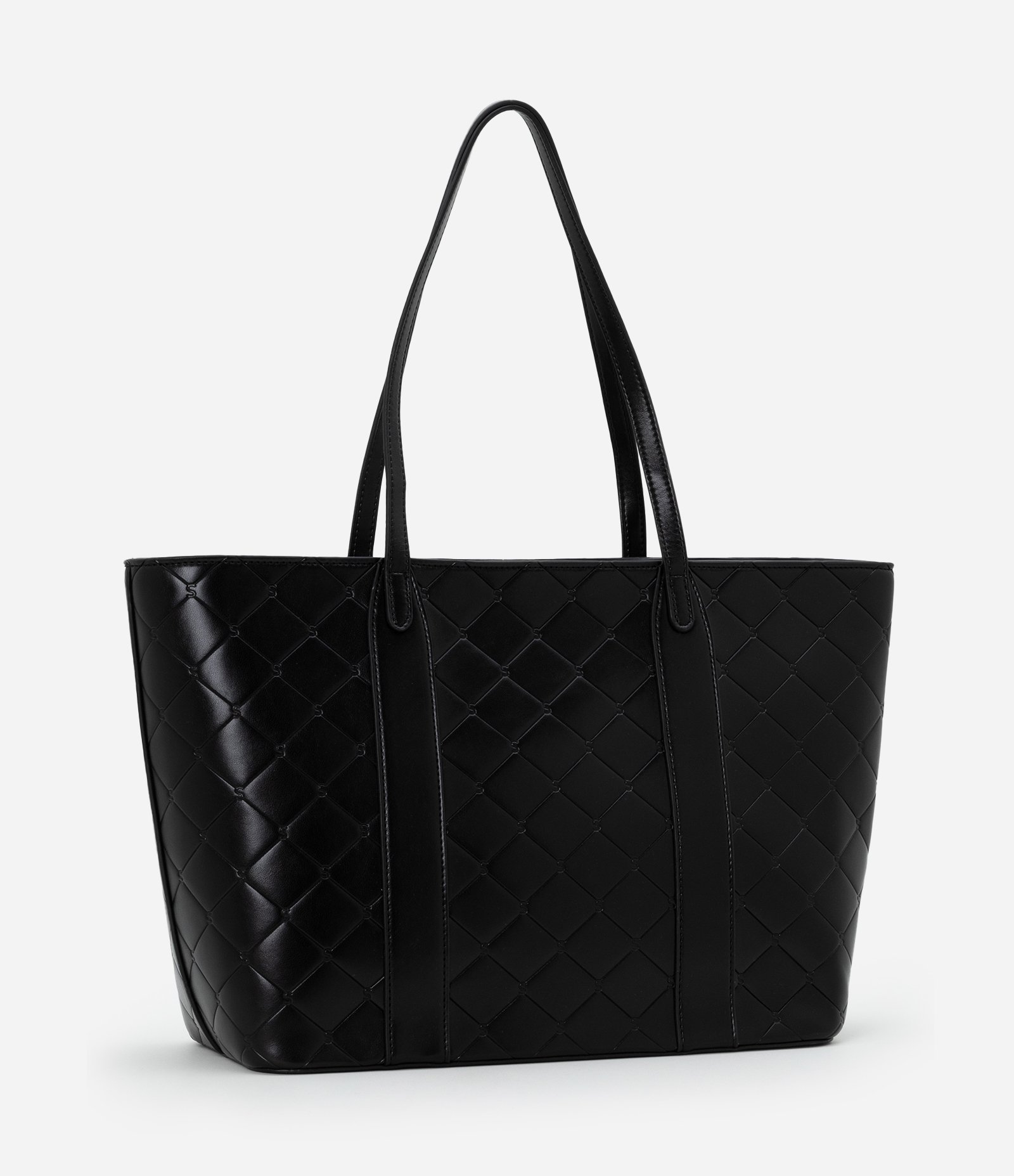 Bolsa Grande em PU com Textura Embossed Preto 5
