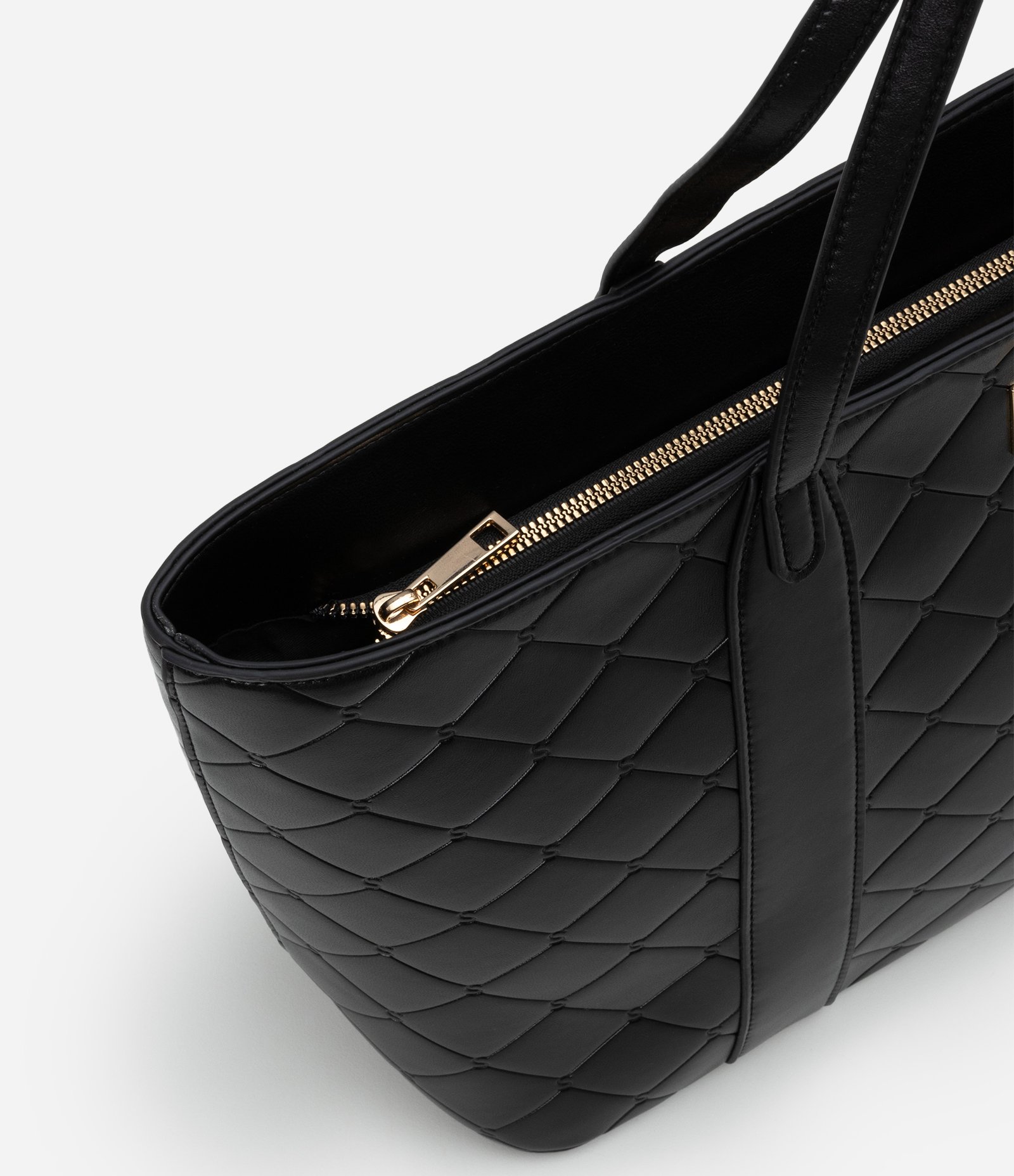 Bolsa Grande em PU com Textura Embossed Preto 8