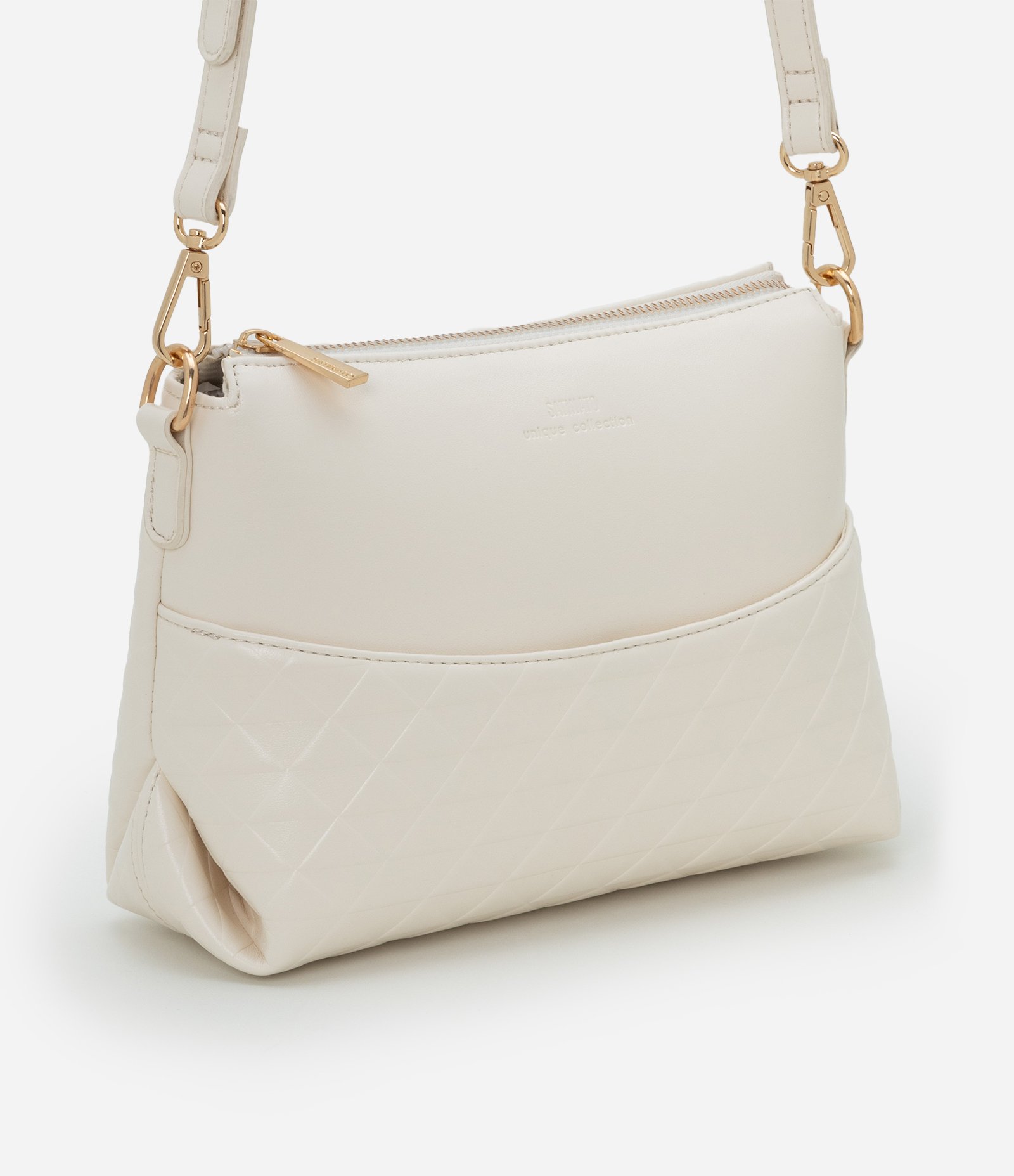 Bolsa Pequena em PU com Textura Embossed Off White 1
