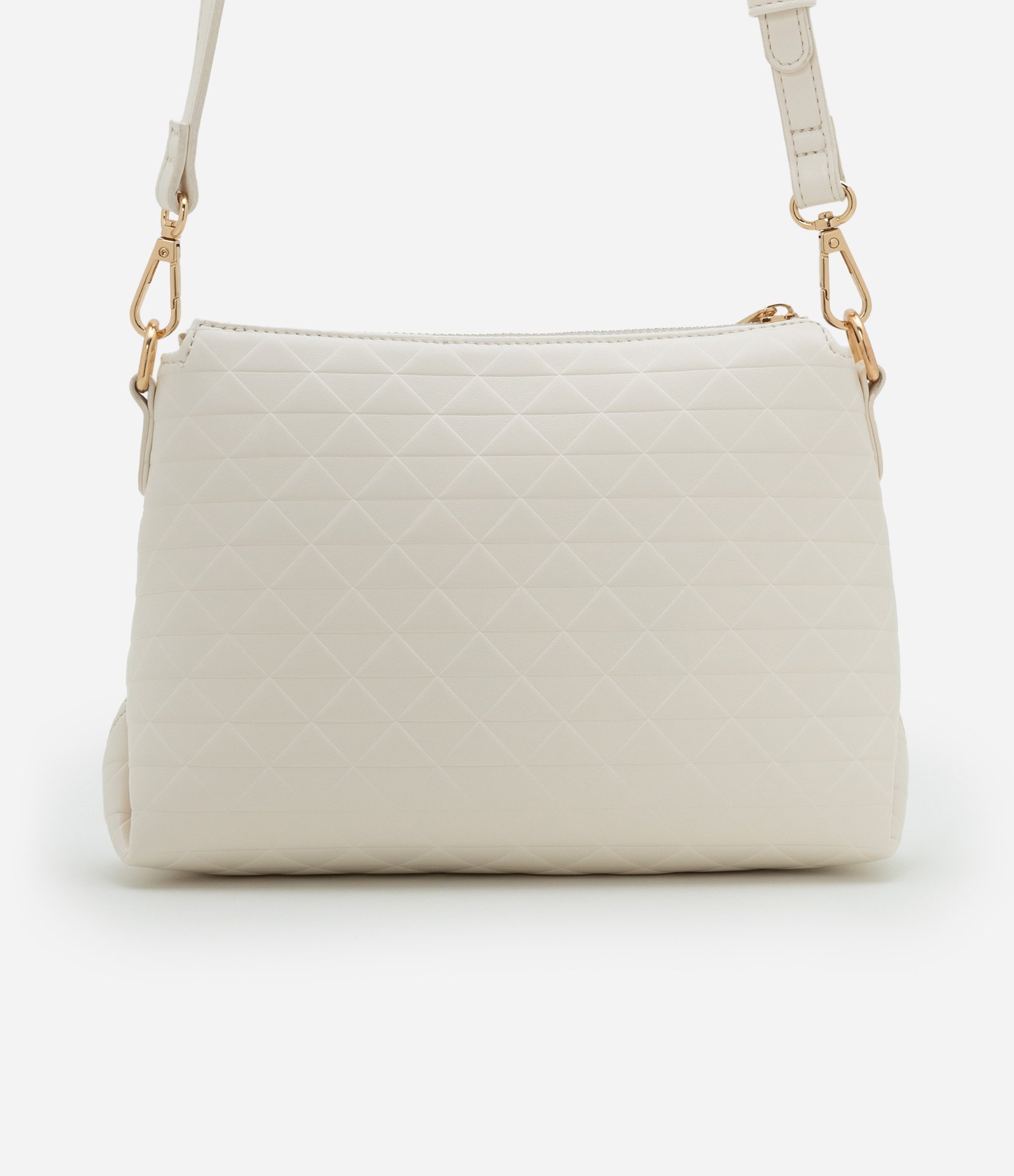 Bolsa Pequena em PU com Textura Embossed Off White 3