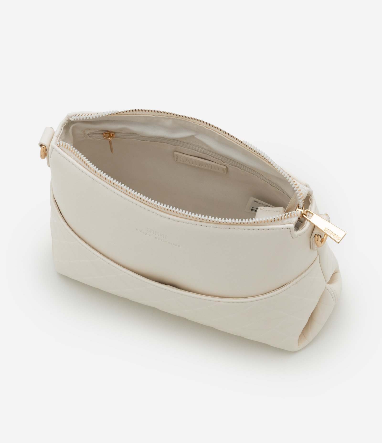 Bolsa Pequena em PU com Textura Embossed Off White 6