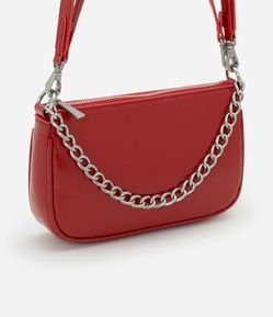Bolsa Shoulder Pequena em PU com Detalhe de Corrente