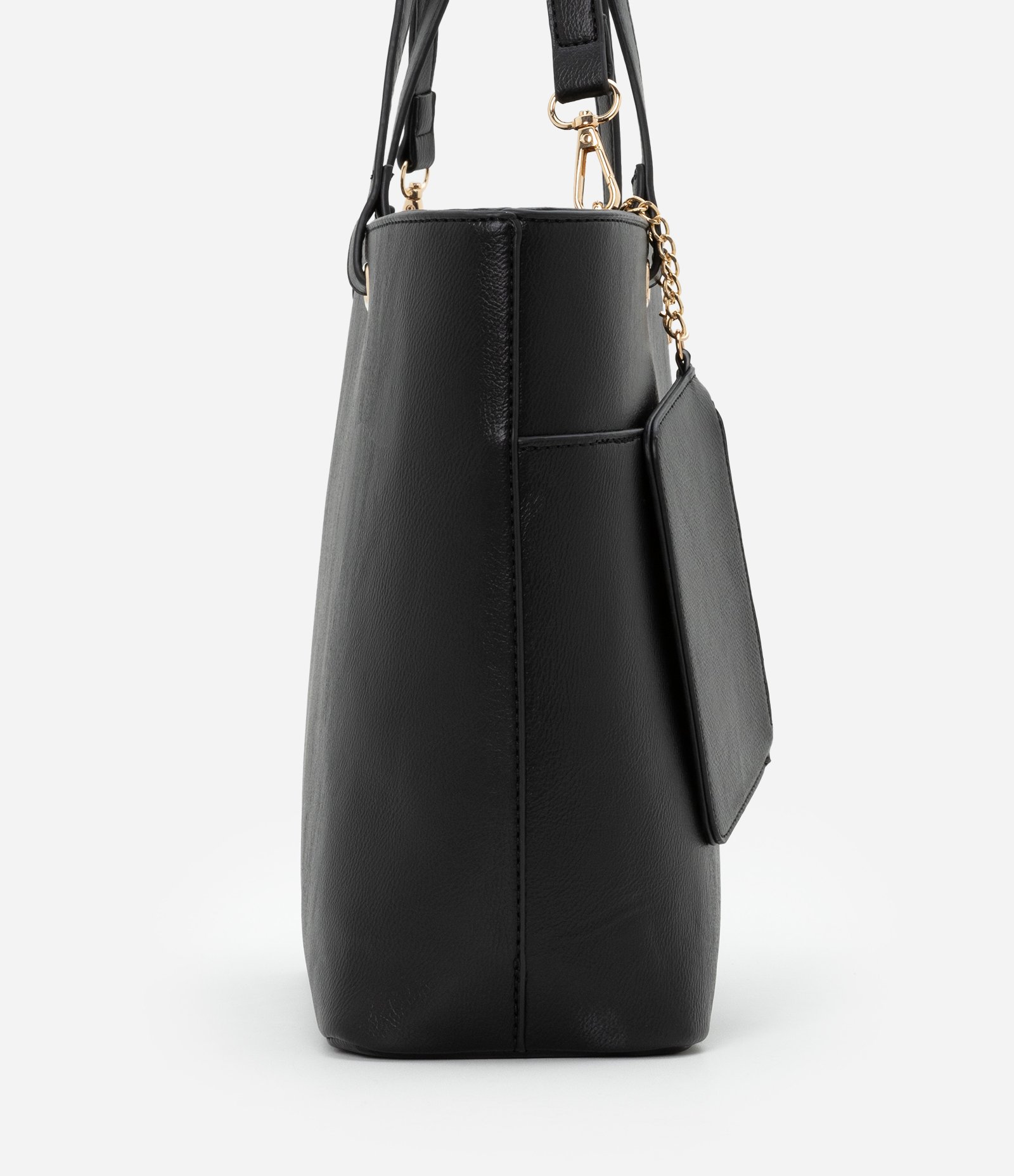 Bolsa Shopper Grande com Alças Duplas e Carteira Preto 2
