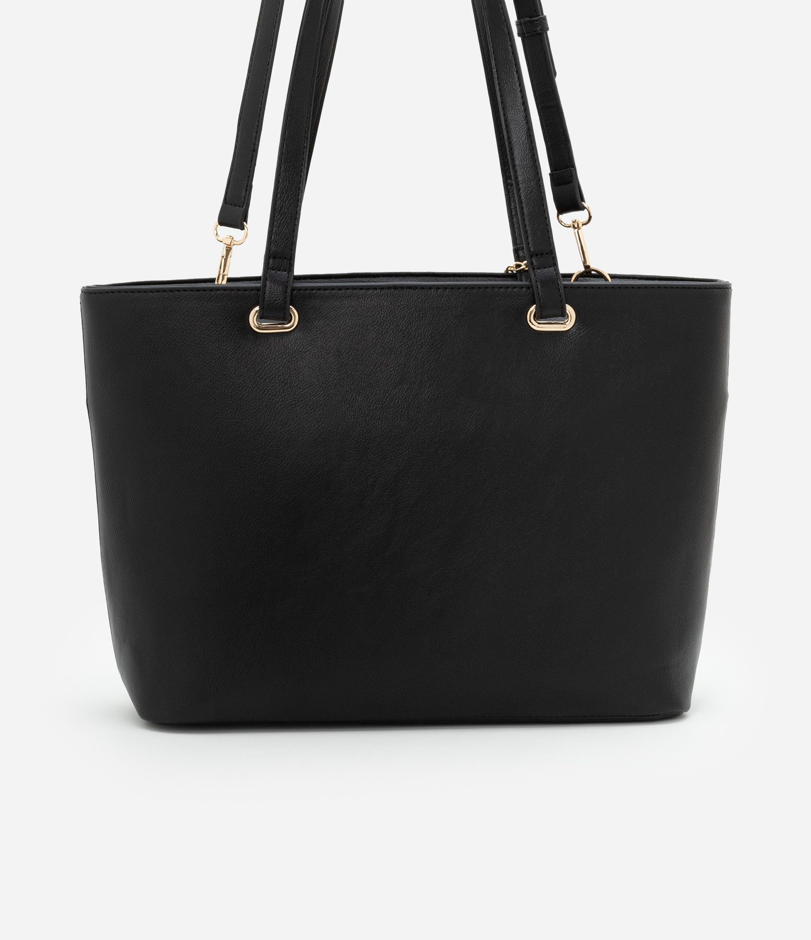Bolsa Shopper Grande com Alças Duplas e Carteira Preto 3