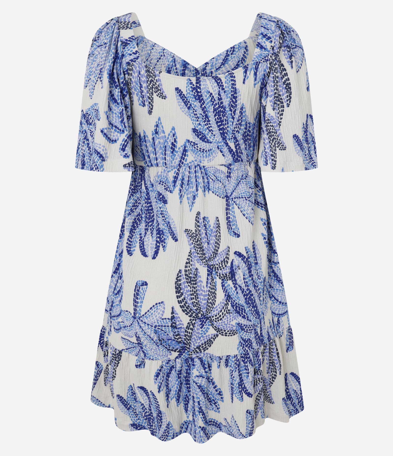 Vestido Curto Texturizado com Estampa Bananeiras Azul 6