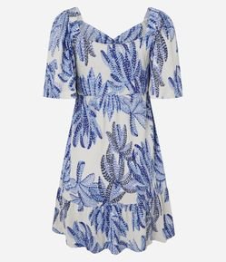 Vestido Curto Texturizado com Estampa Bananeiras