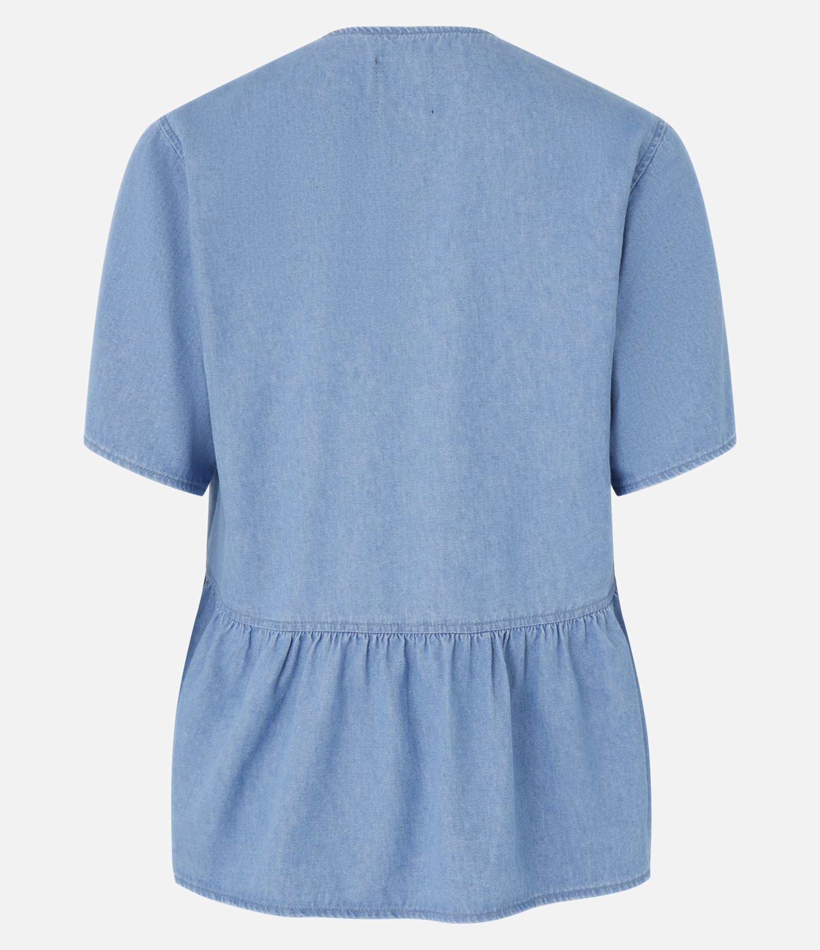 Blusa Peplum em Jeans com Lacinhos Azul 5