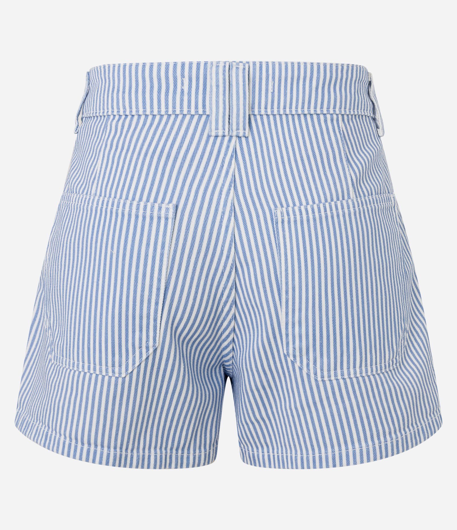 Short Saia em Sarja Listrado e com Bolsos Azul 6
