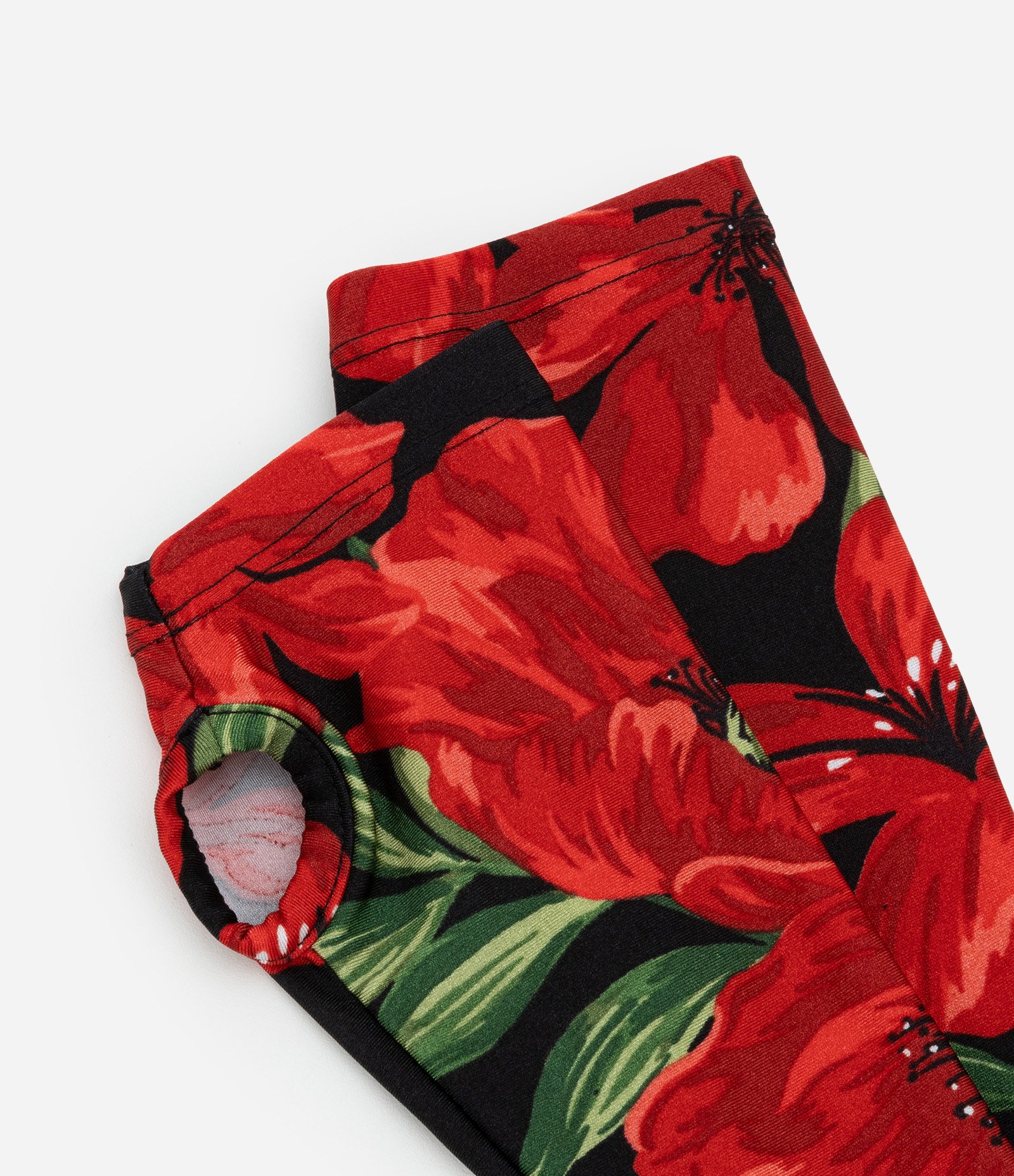 Luva em Microfibra com Estampa Floral Vermelho/ Preto 5