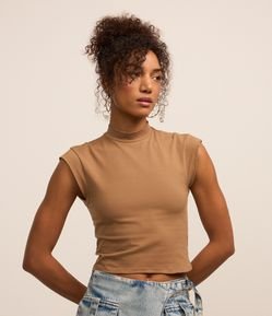 Blusa Sem Manga em Algodão e Elastano com Gola Alta