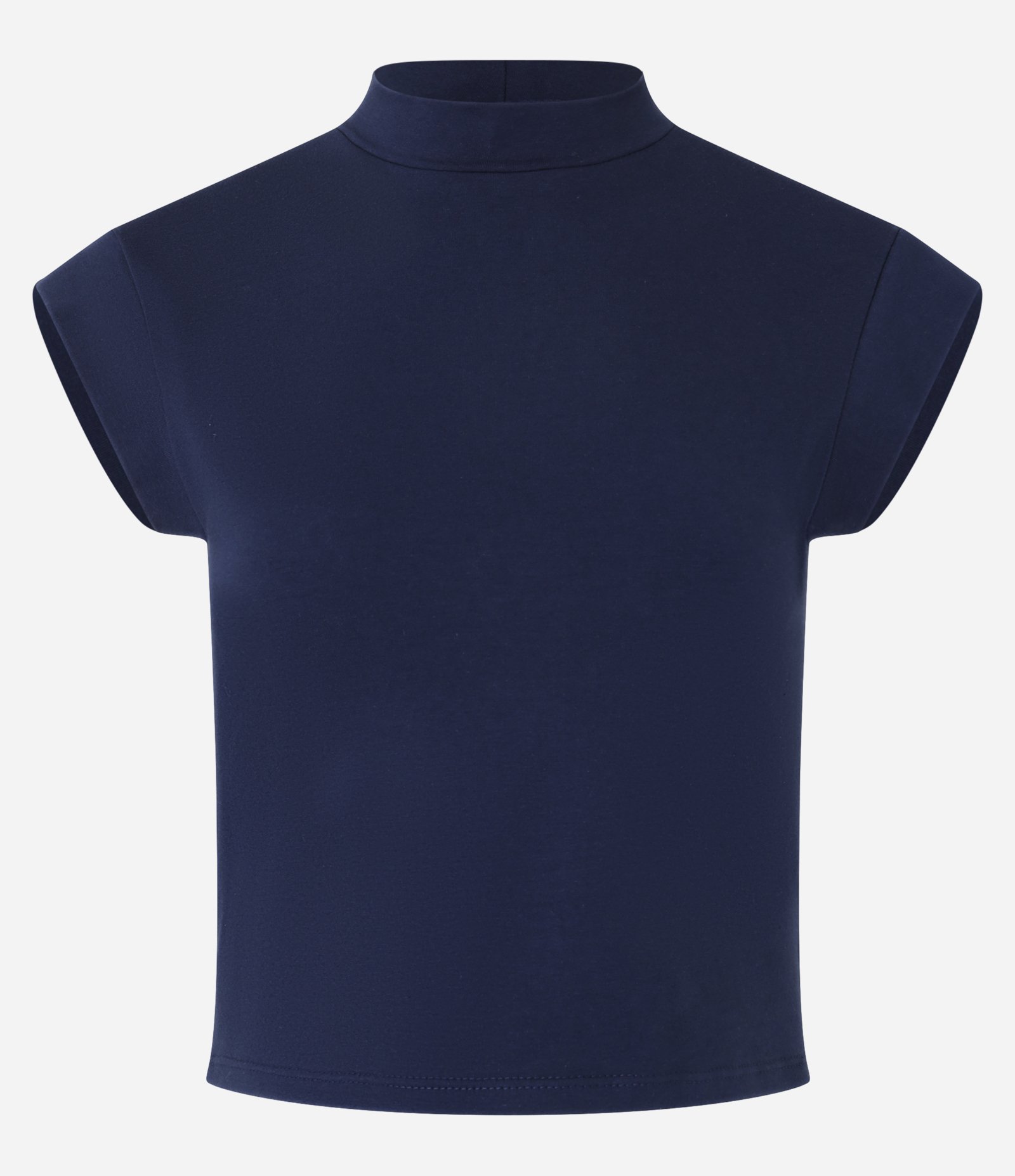 Blusa Sem Manga em Algodão e Elastano com Gola Alta Azul 4