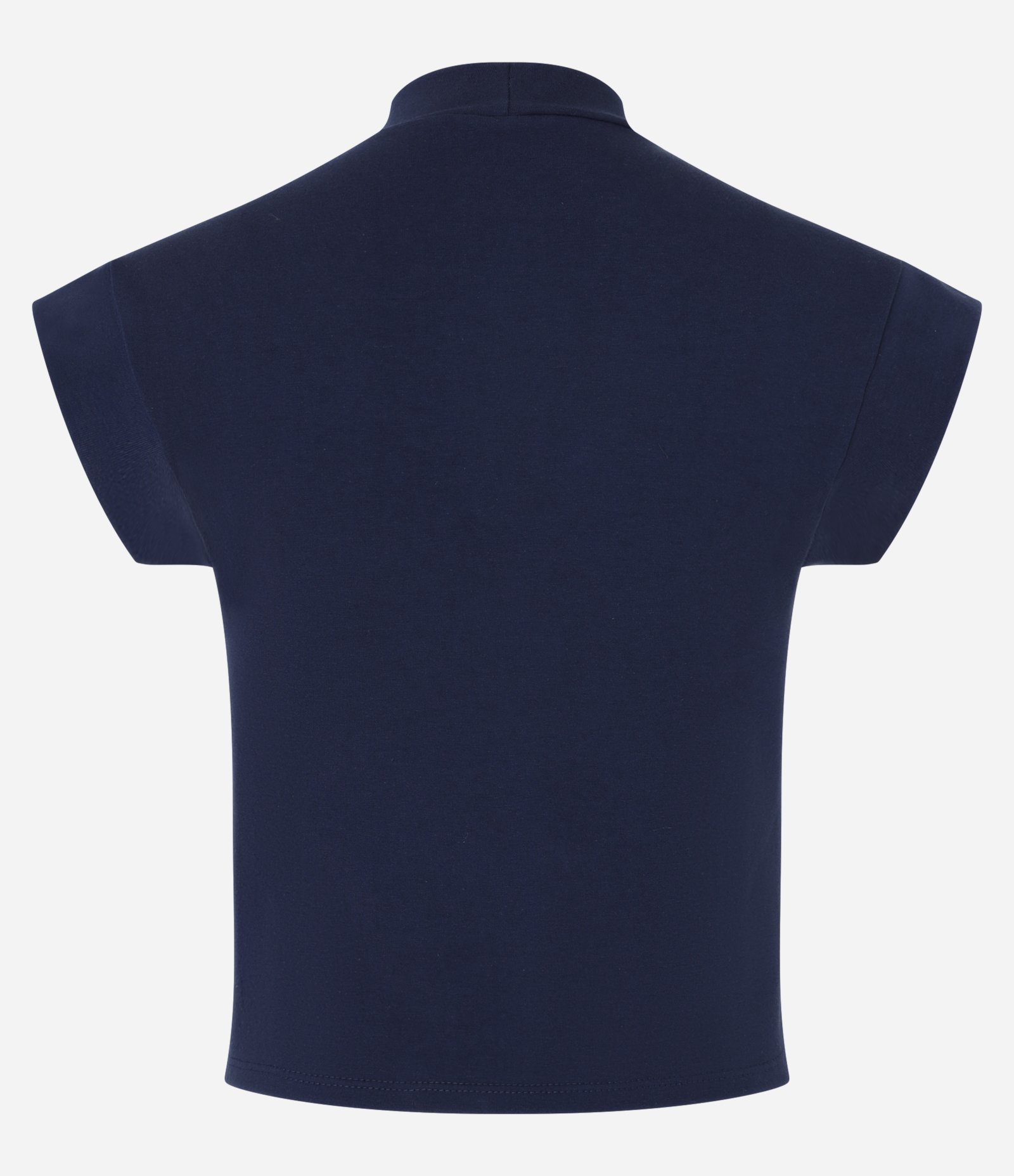 Blusa Sem Manga em Algodão e Elastano com Gola Alta Azul 5