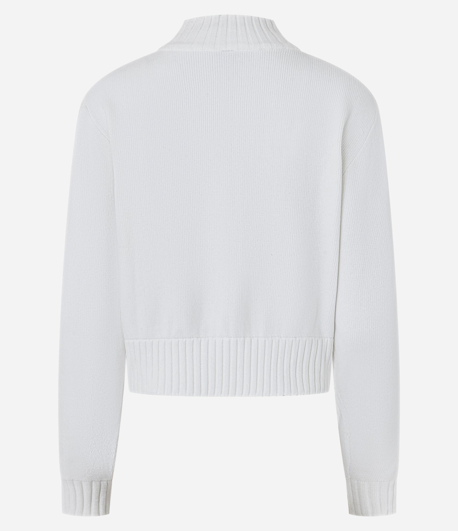 Casaco em Tricô com Zíper e Golinha Alta Branco 7