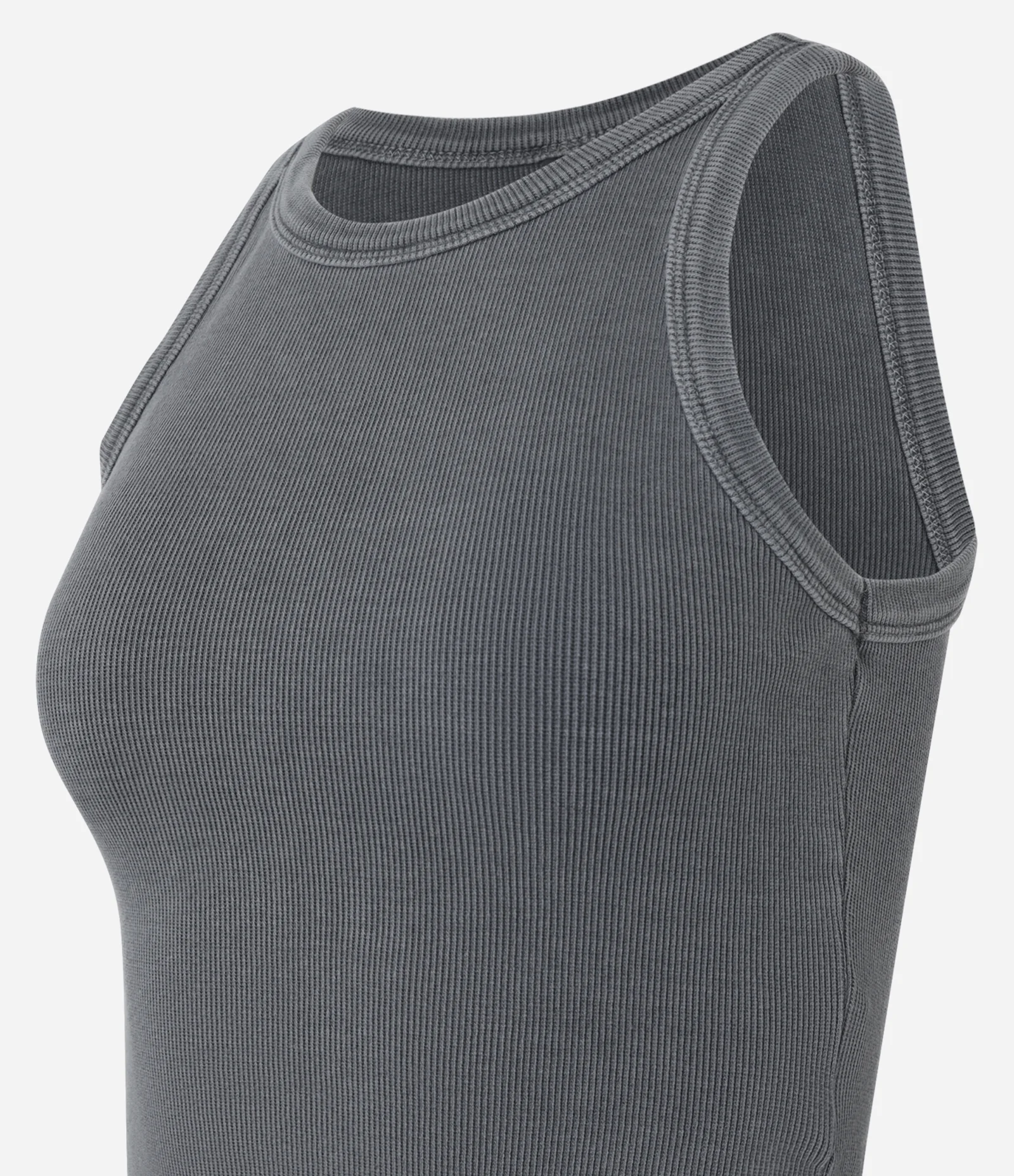 Regata em Ribana Lavada com Barra Assimétrica Cinza 5