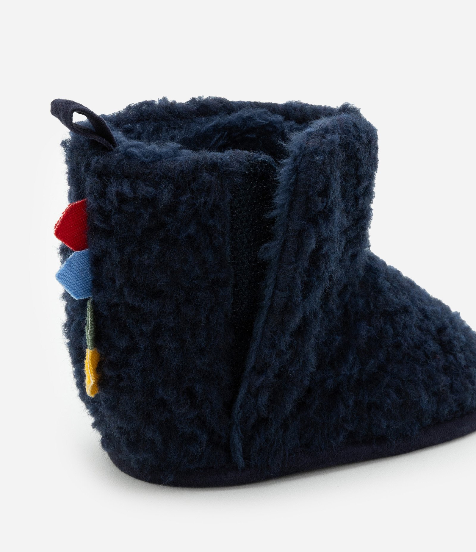 Pantufa Bota Infantil em Sherpa com Cristas de Dino Interativa - Tam 0 a 12 meses Azul Marinho 3