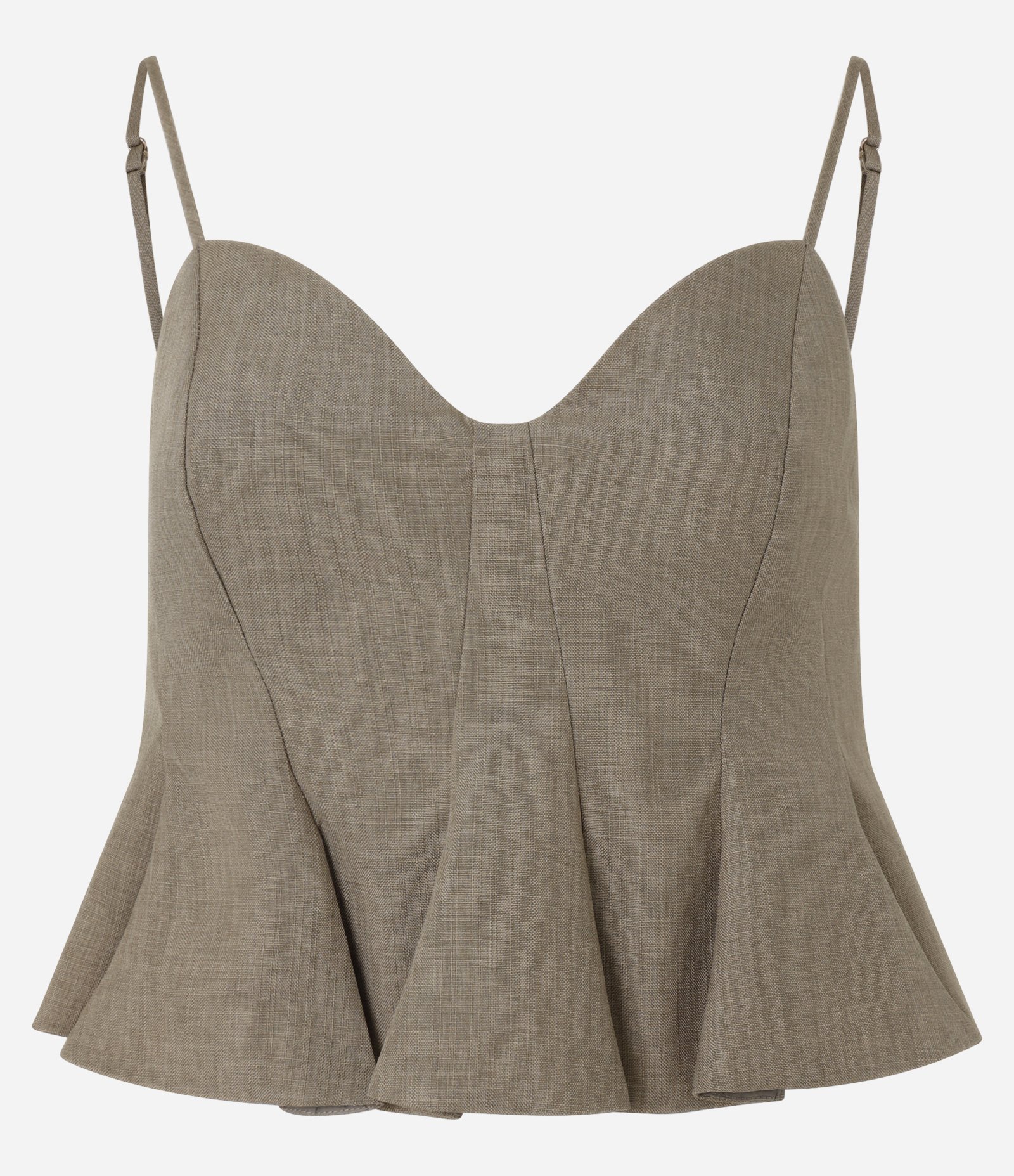 Blusa Peplum Alfaiatada de Alça com Pregas Verde Oliva 5