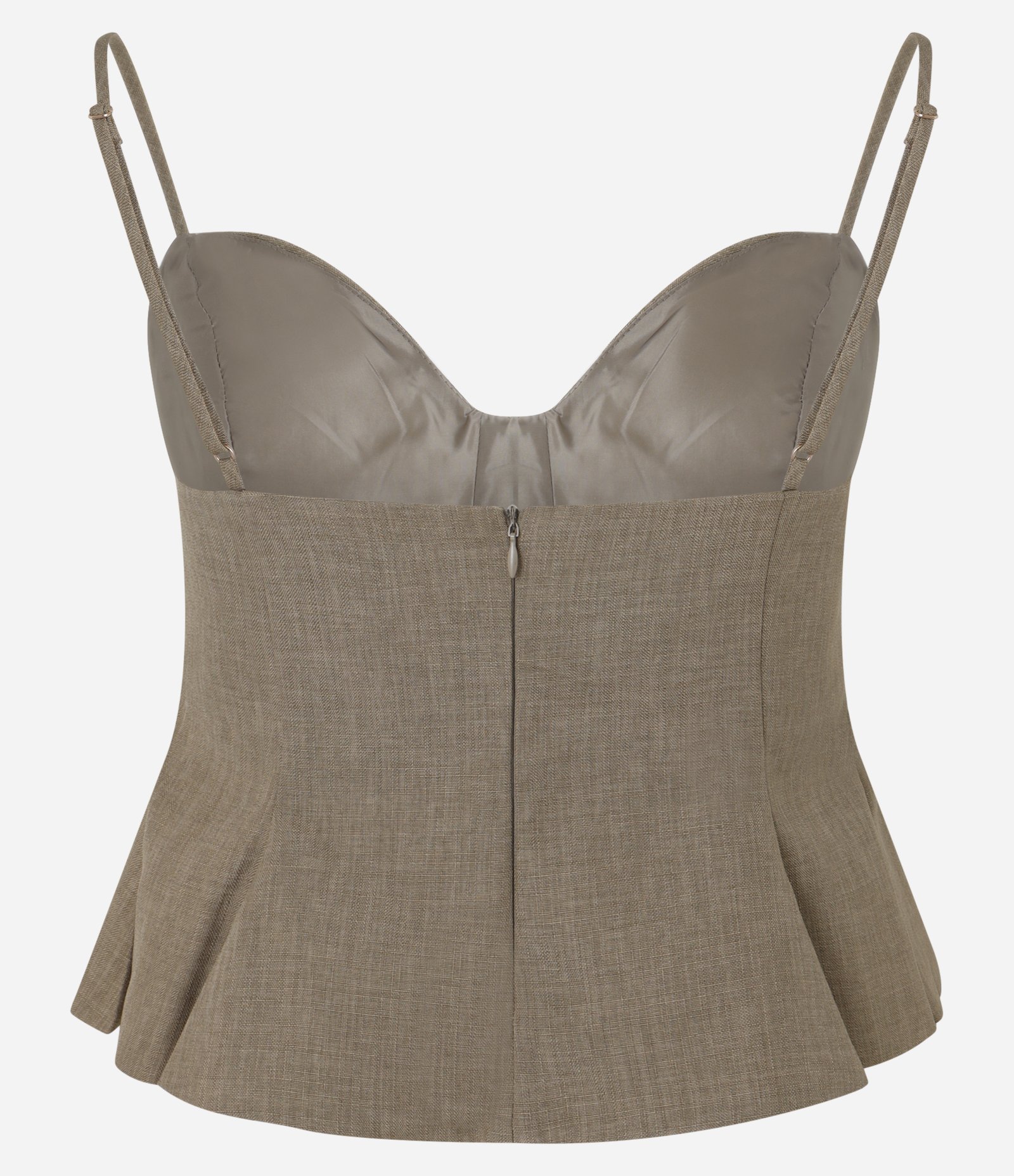 Blusa Peplum Alfaiatada de Alça com Pregas Verde Oliva 6