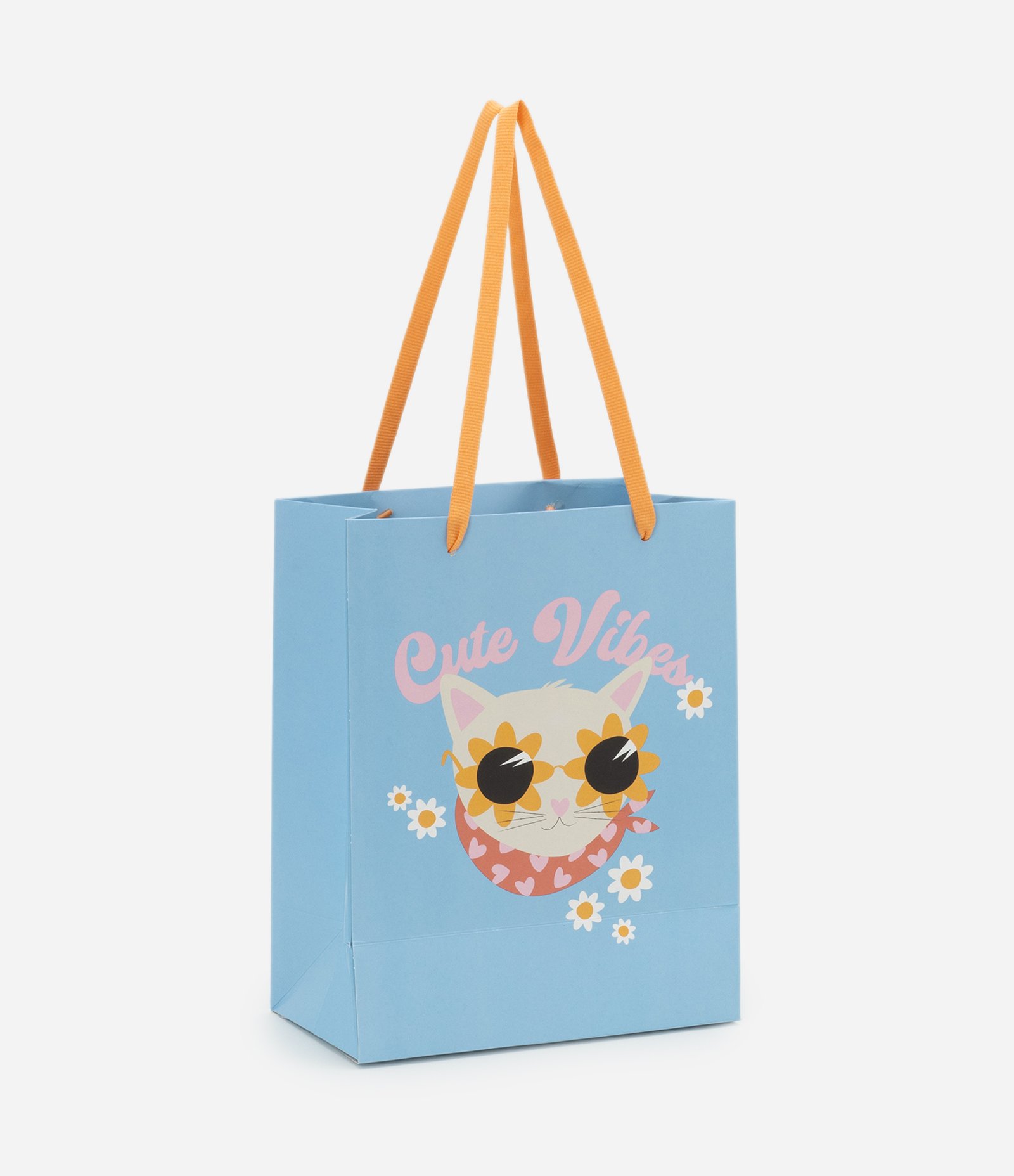 Embalagem de Presente Pequena com Estampa Gato Cool Vibes Azul 1
