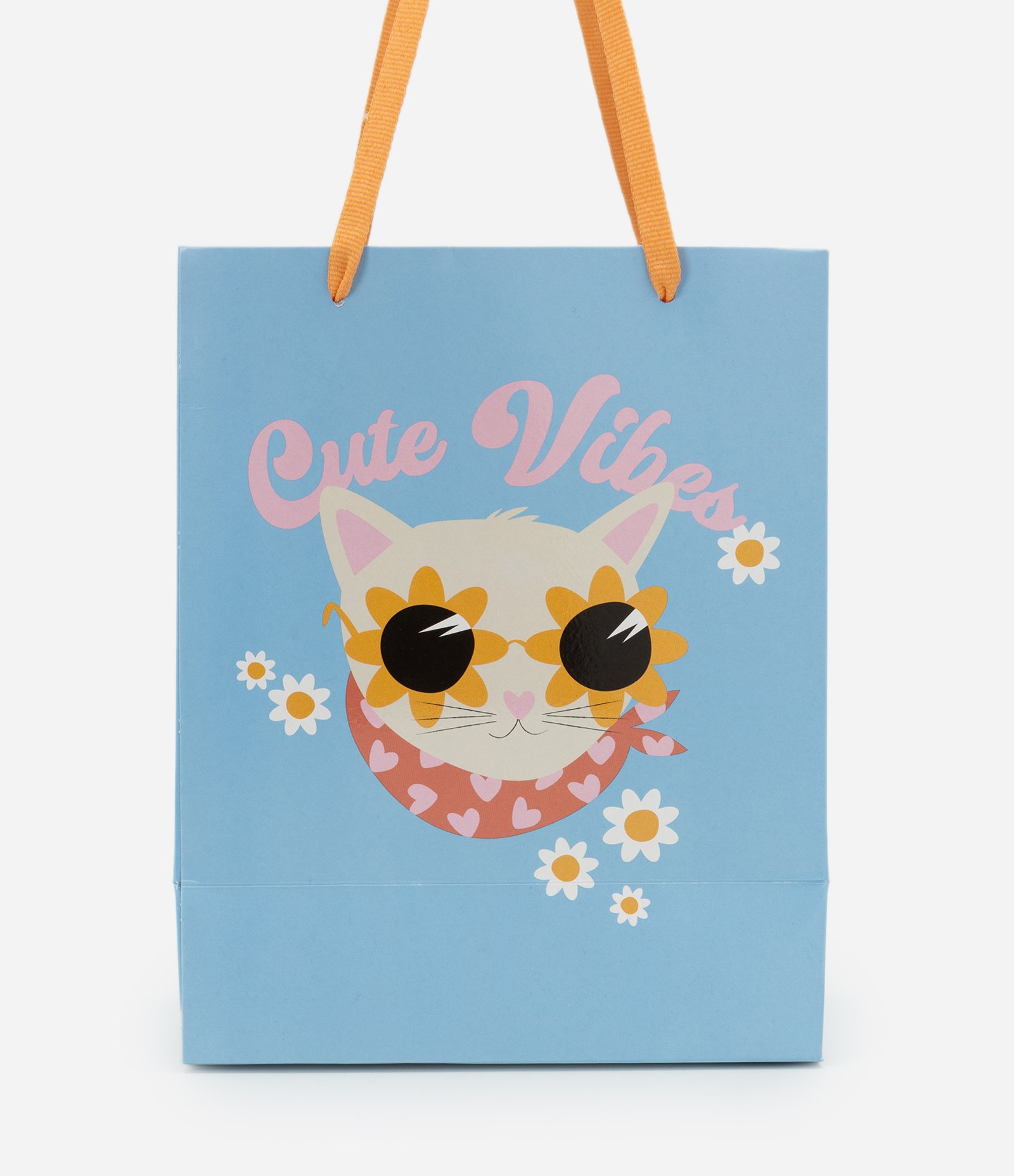 Embalagem de Presente Pequena com Estampa Gato Cool Vibes Azul 3