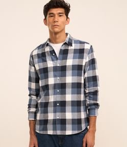 Camisa Comfort em Algodão com Estampa Xadrez e Manga Longa