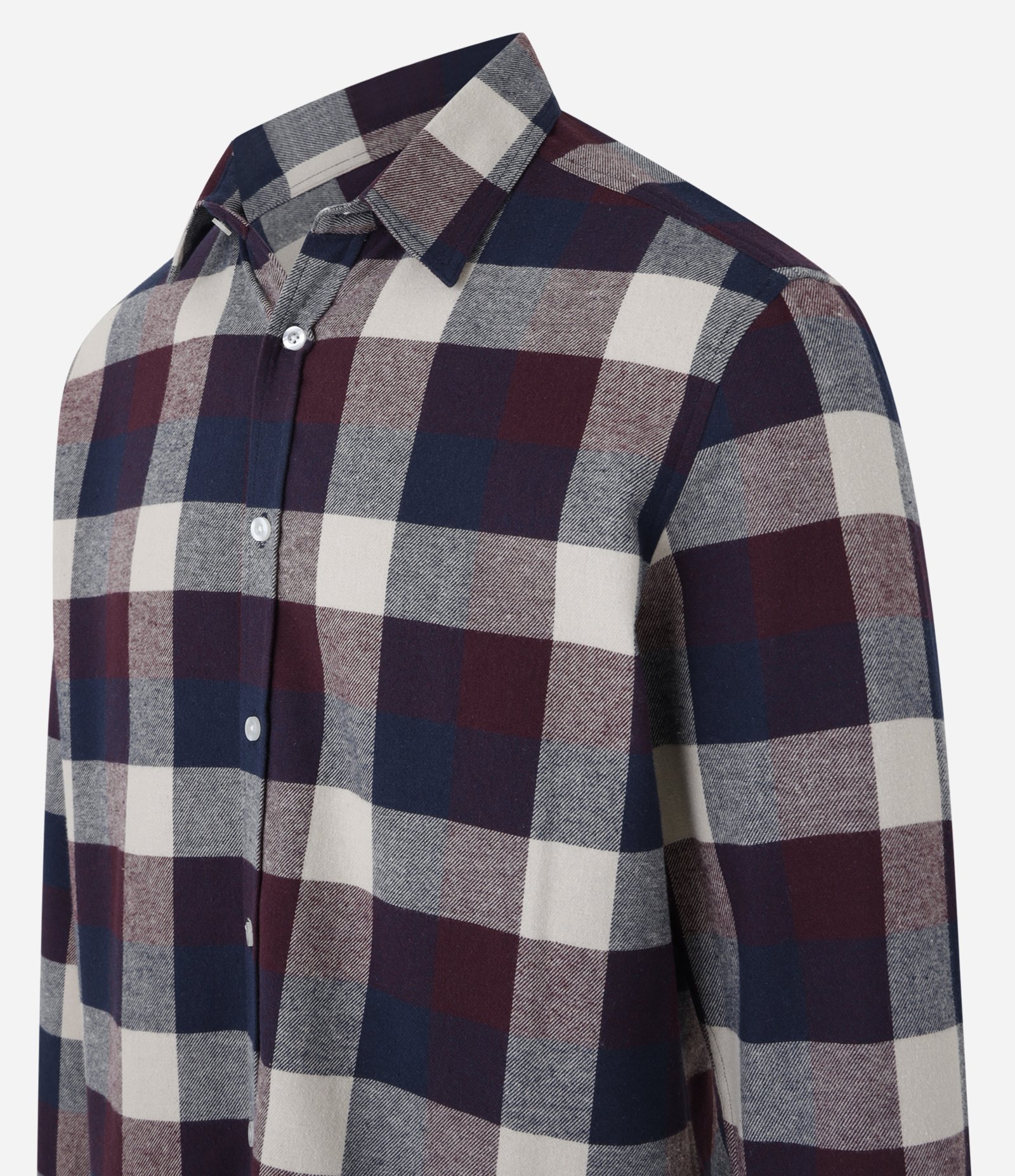 Camisa Comfort em Algodão com Estampa Xadrez e Manga Longa Bordô/Marrom/Bege 5
