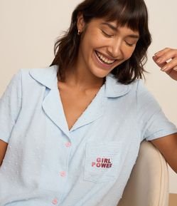 Pijama Short Doll Manga Curta com Estampa "Grl Pwr"