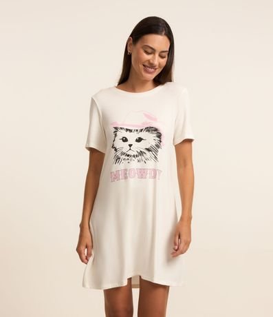 Camisola em Viscose com Estampa de Gato com Chapéu de Cawboy Camisola em Viscose com Estampa de Gato com Chapéu de Cawboy