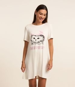 Camisola em Viscose com Estampa de Gato com Chapéu de Cawboy