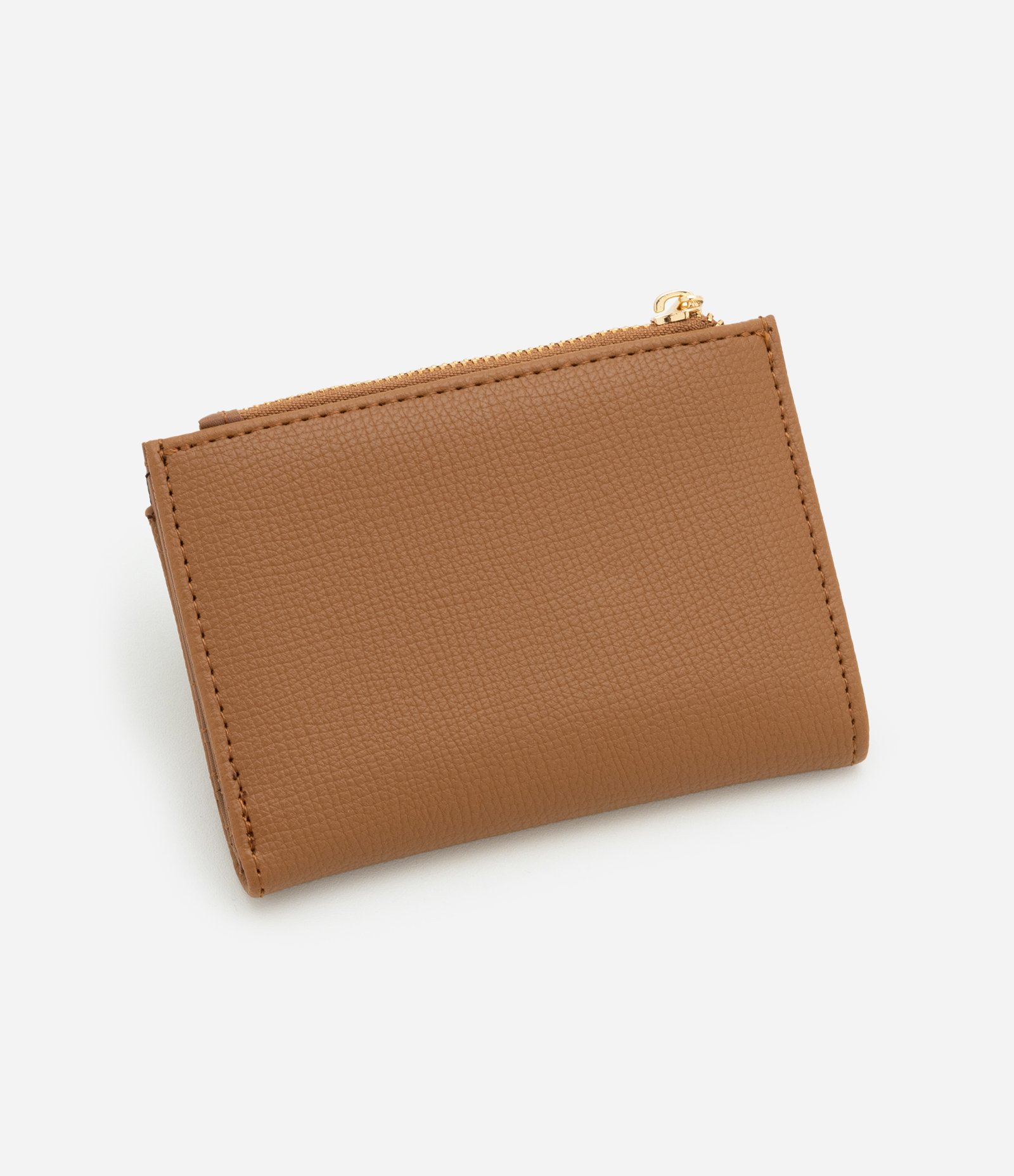 Carteira Pequena em PU com Detalhe Estampa Triângulos Marrom 2