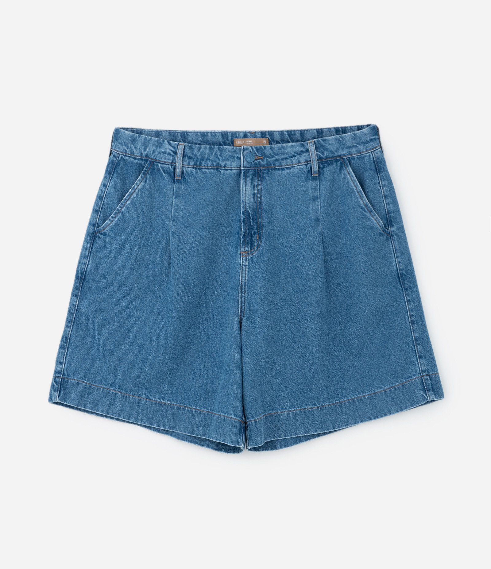 Bermuda em Jeans com Barra Larga e Prega Curve & Plus Size Azul 7