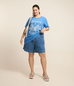Bermuda em Jeans com Barra Larga e Prega Curve & Plus Size