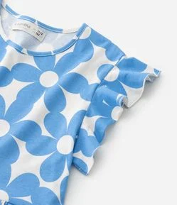Vestido Infantil Manga Curta com Estampa Floral - Tam 5 a 14 anos
