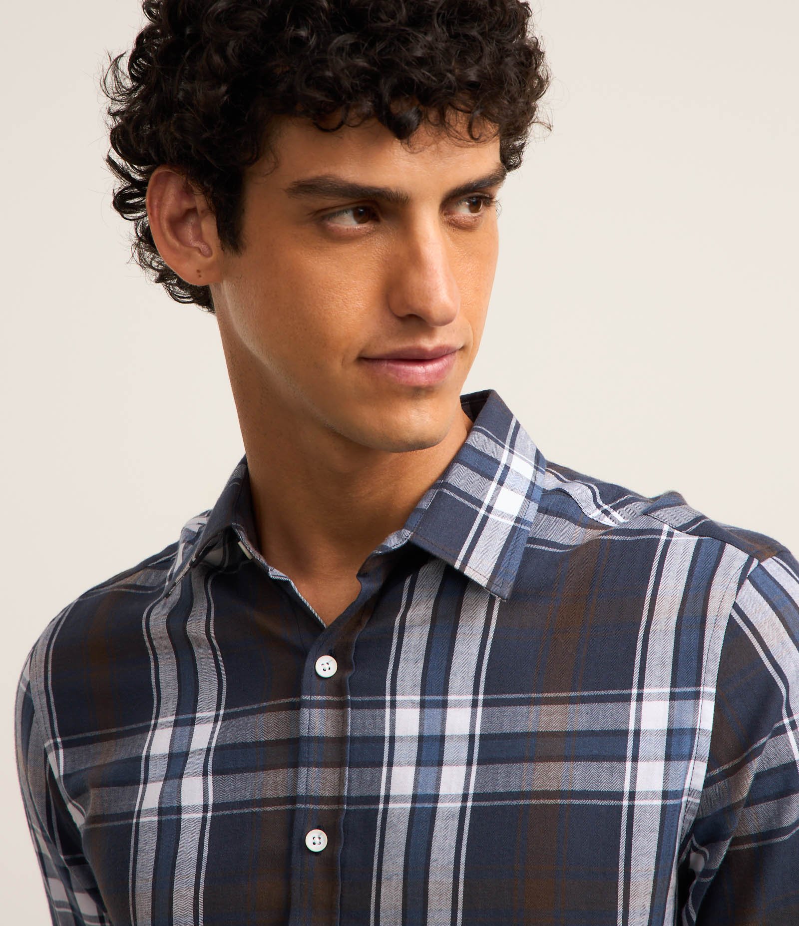 Camisa Regular em Flanela Xadrez Azul 3