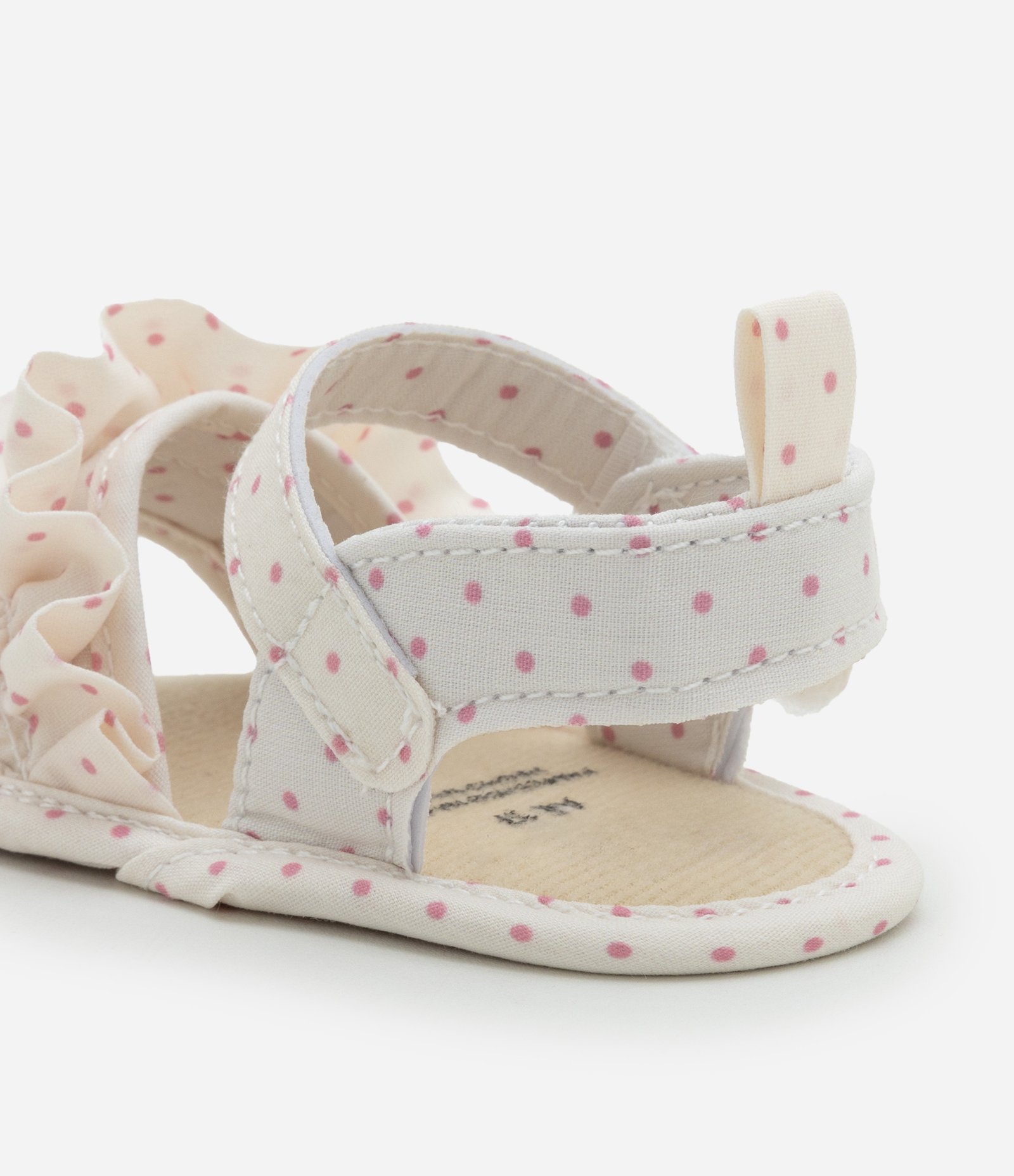 Sandália Infantil Estampada Poá com Franzido - Tam 15 ao 19 Off White 2