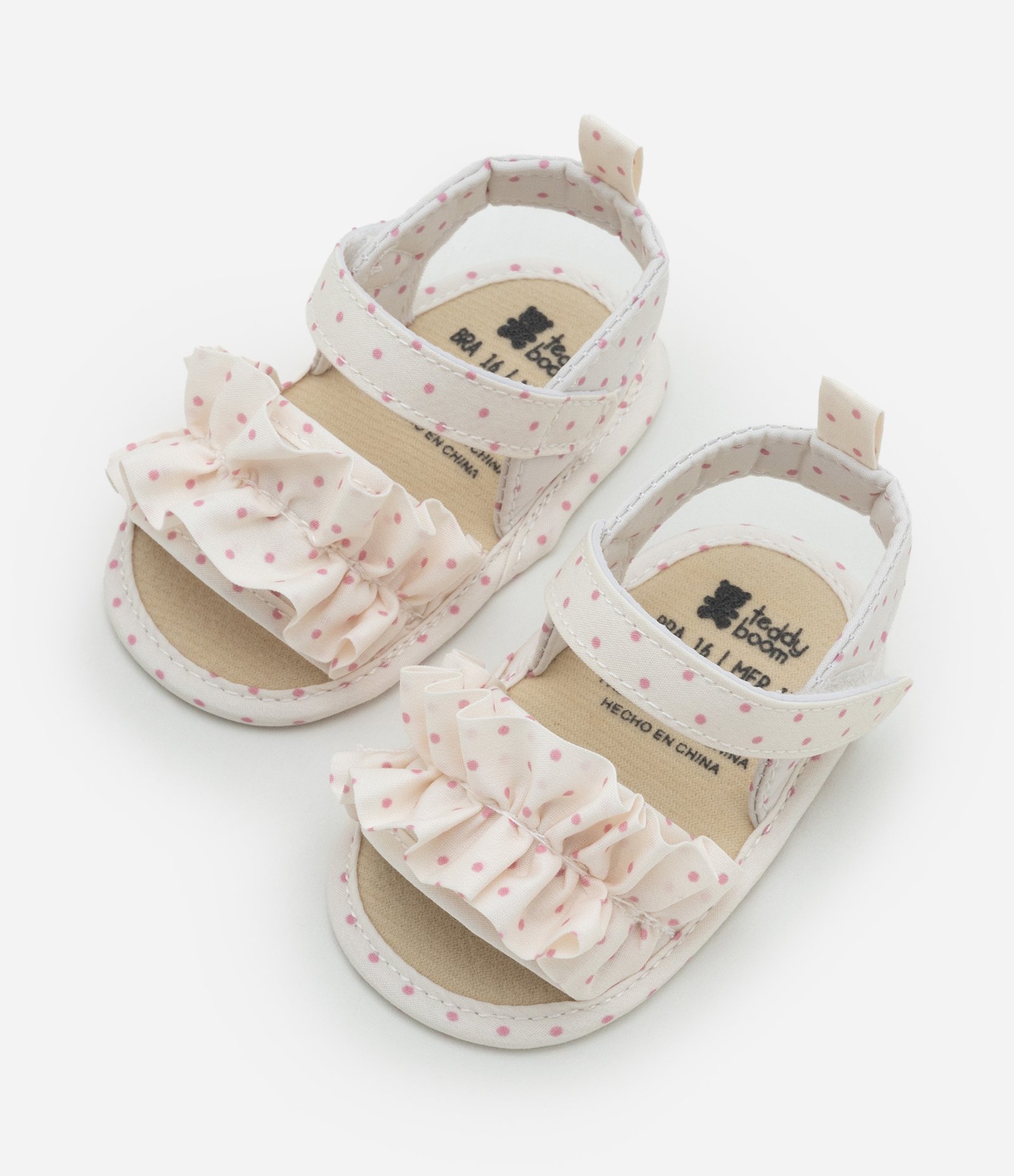 Sandália Infantil Estampada Poá com Franzido - Tam 15 ao 19 Off White 3