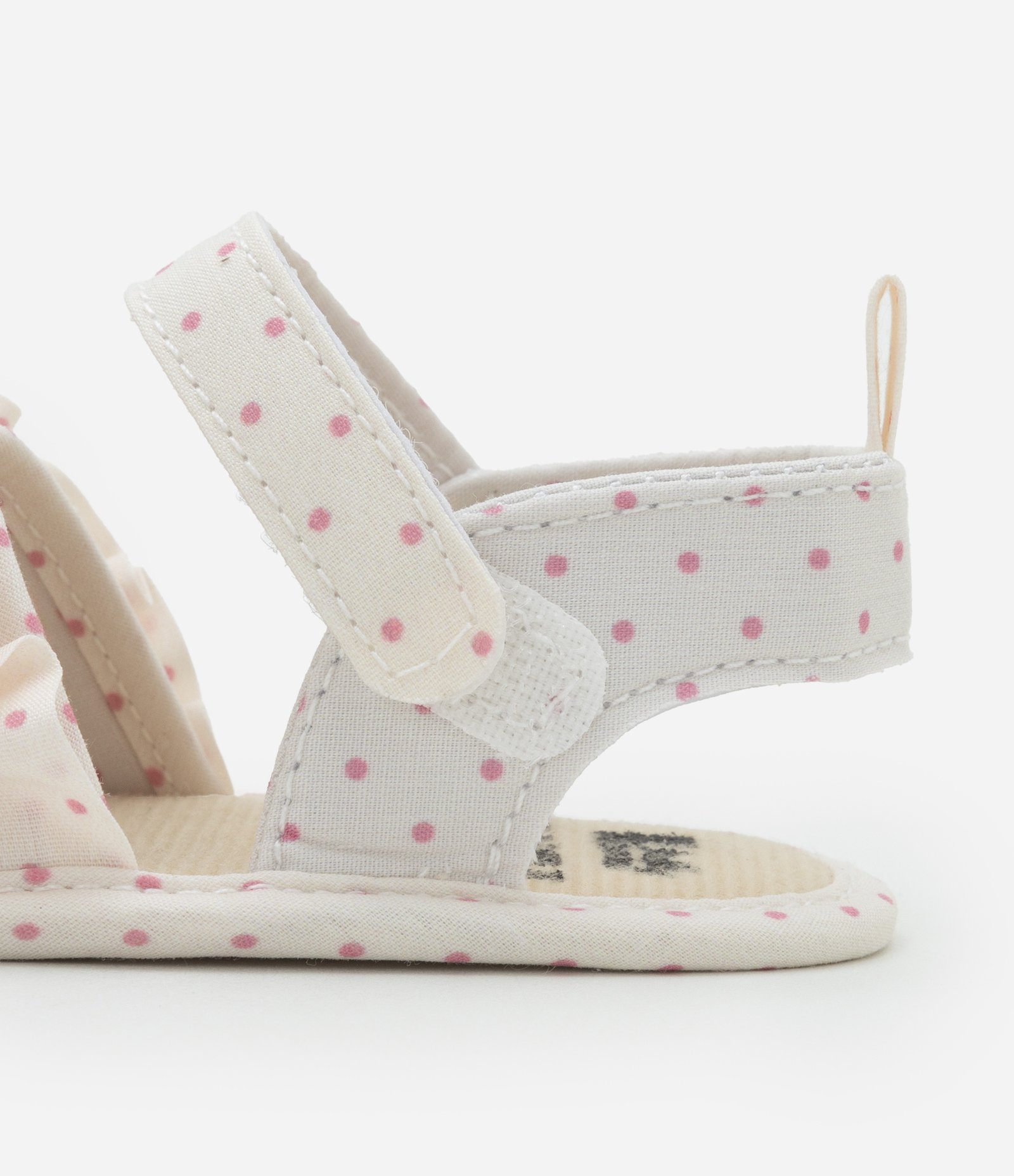 Sandália Infantil Estampada Poá com Franzido - Tam 15 ao 19 Off White 4
