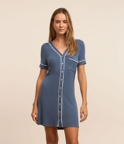 Camisola Manga Curta em Viscose com Detalhes Contrastantes