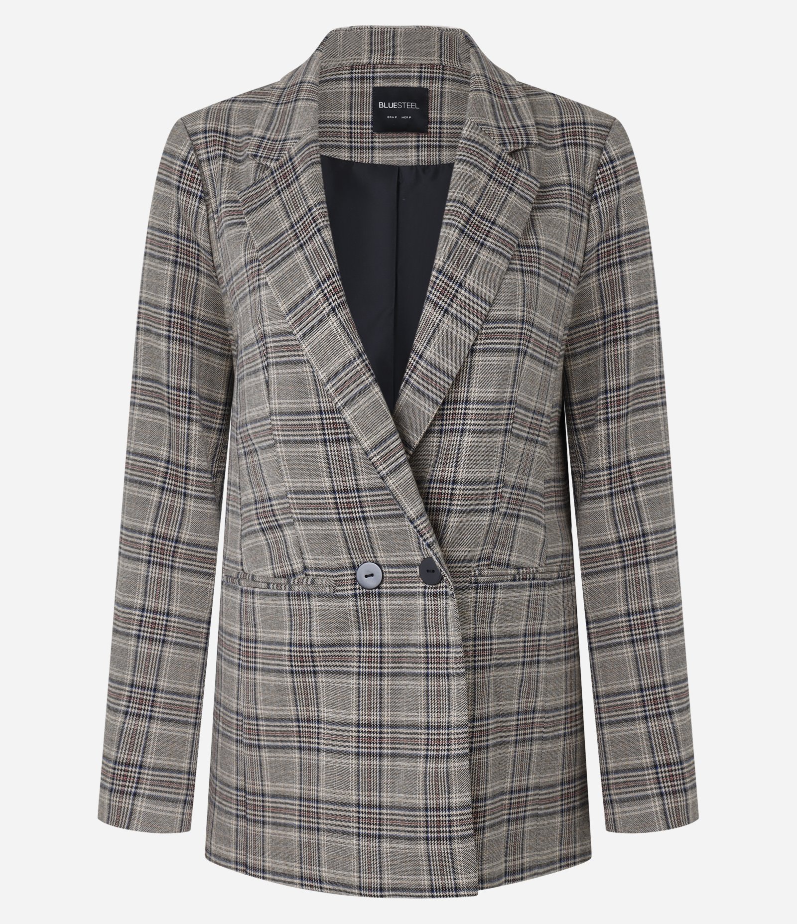 Blazer Alongado em Alfaiataria Xadrez com Bolso Embutido Cinza 7