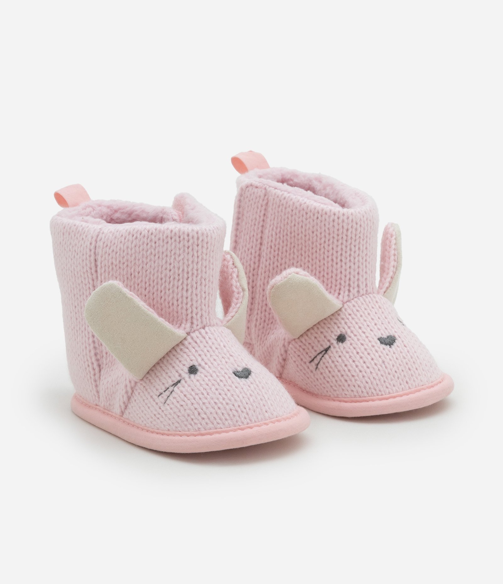 Bota Infantil com Estampa Cara de Bichinho - Tam 0 a 12 meses Rosa 1