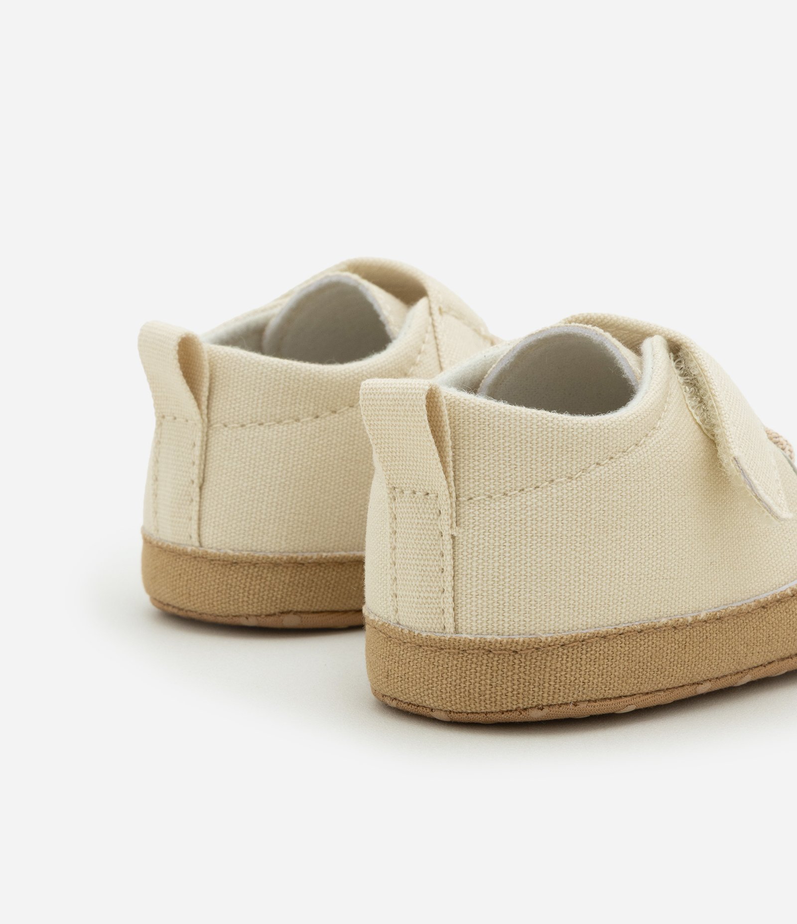 Tênis Infantil em Sarja com Velcro e Cadarço - Tam 15 a 19 Bege 2