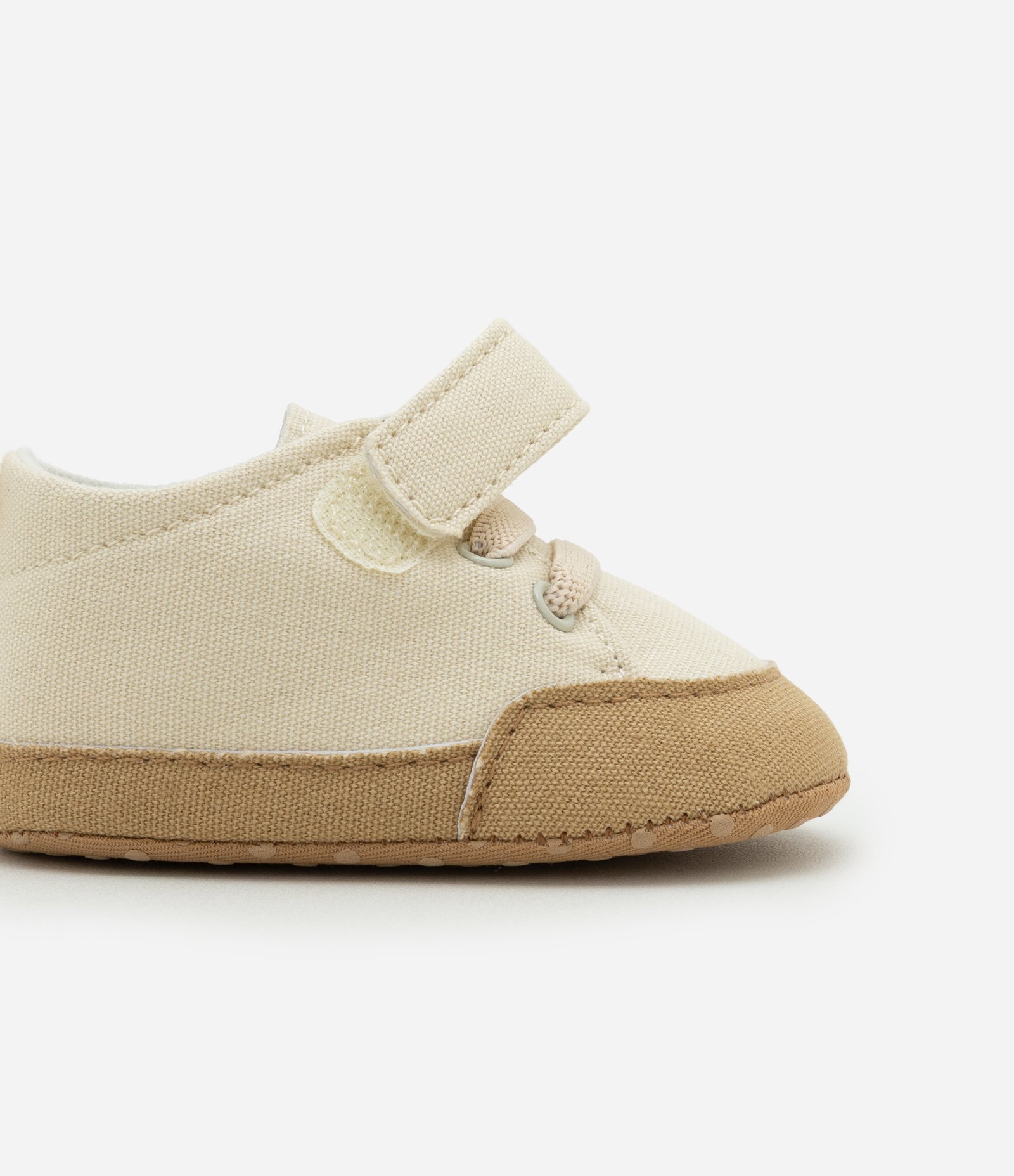 Tênis Infantil em Sarja com Velcro e Cadarço - Tam 15 a 19 Bege 3