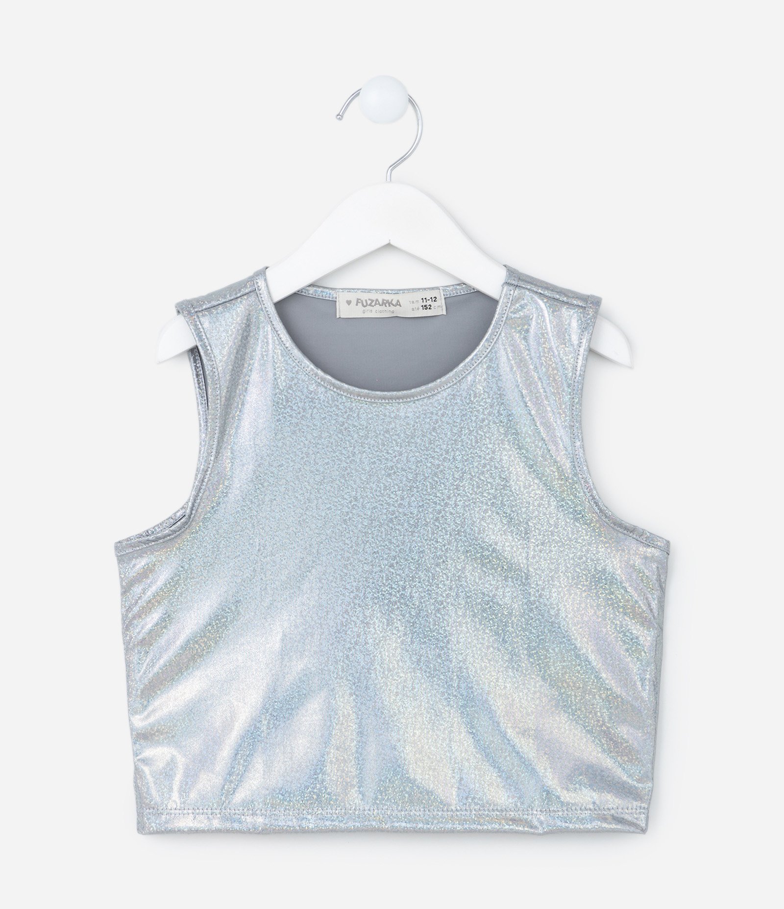 Regata Curta Infantil com Efeito Metalizado - Tam 5 a 14 anos Prata 1