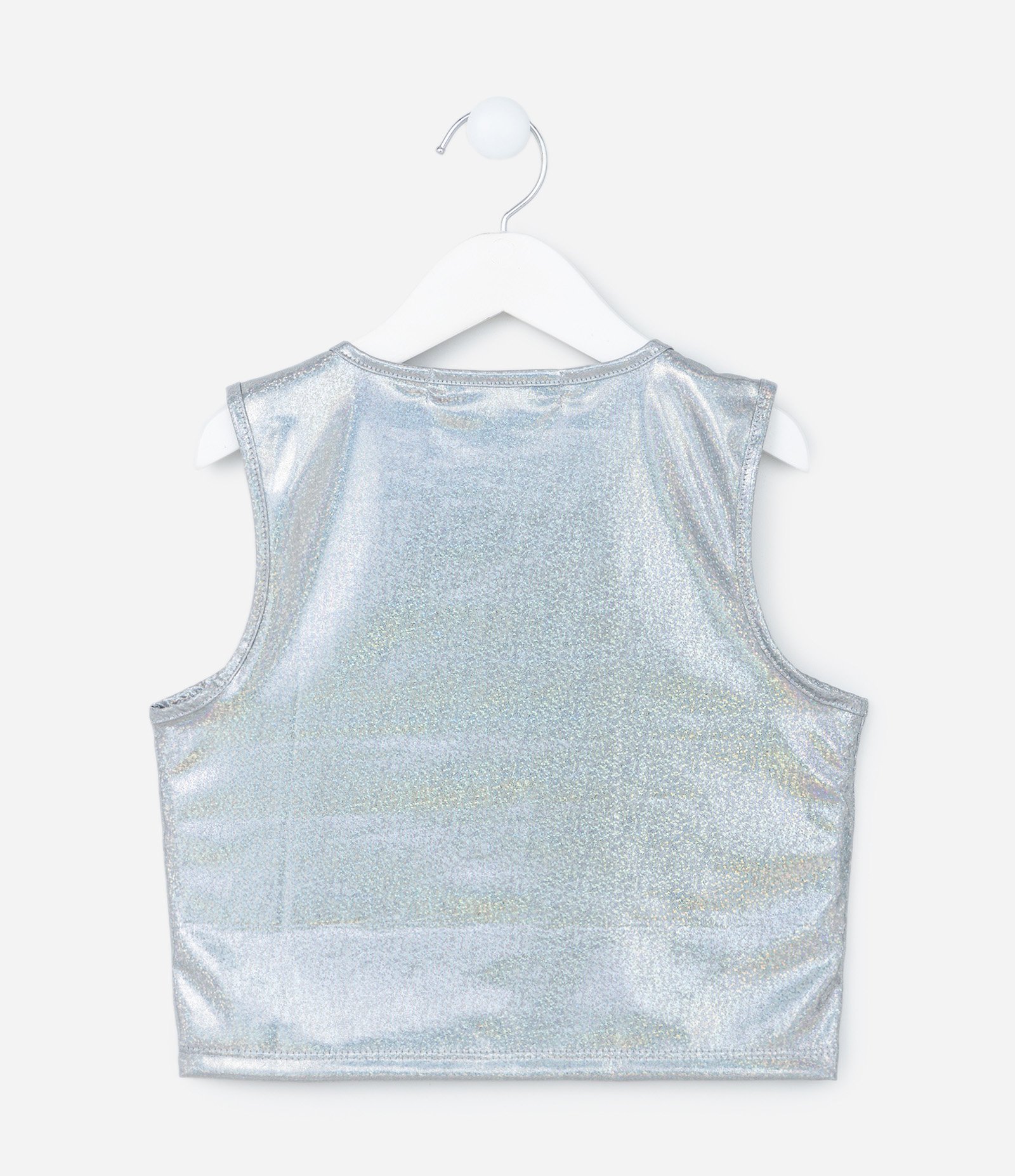 Regata Curta Infantil com Efeito Metalizado - Tam 5 a 14 anos Prata 2