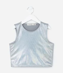 Regata Curta Infantil com Efeito Metalizado - Tam 5 a 14 anos