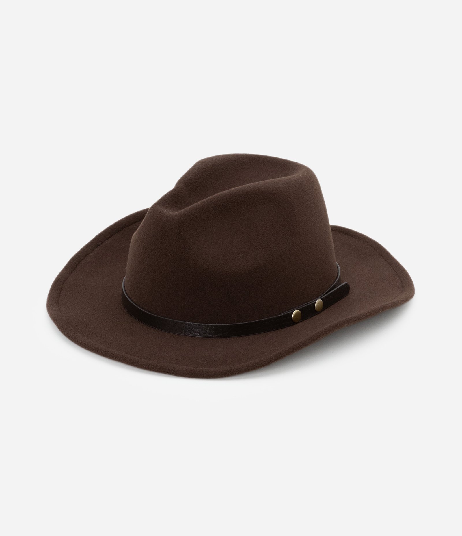 Chapéu Cowboy em Fleece com Gorgurão Marrom 3