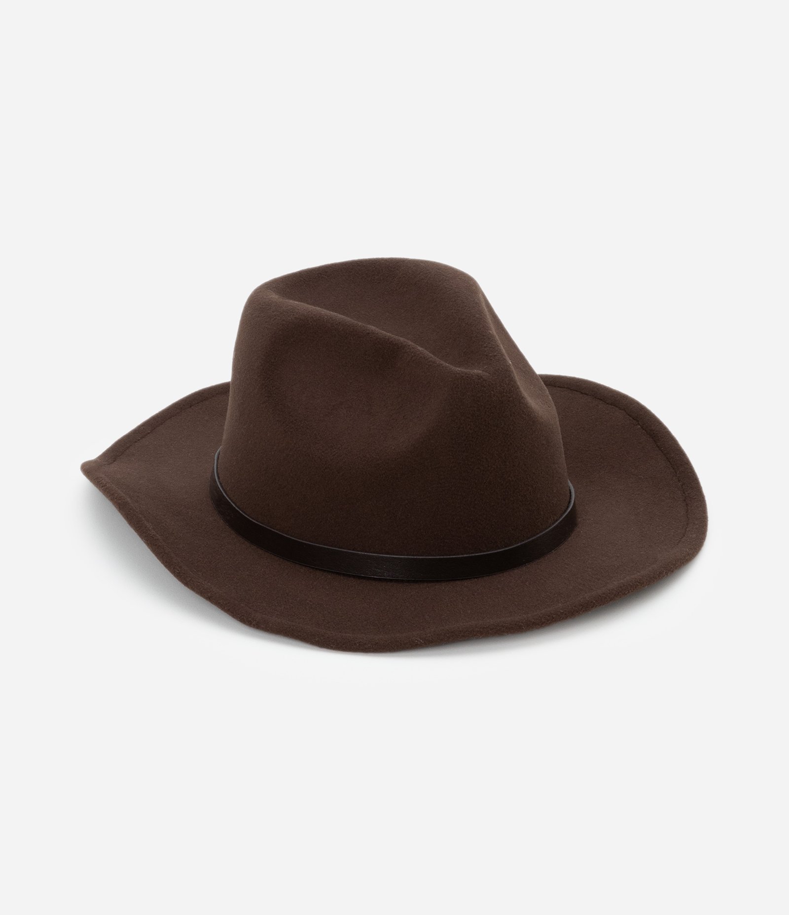 Chapéu Cowboy em Fleece com Gorgurão Marrom 4