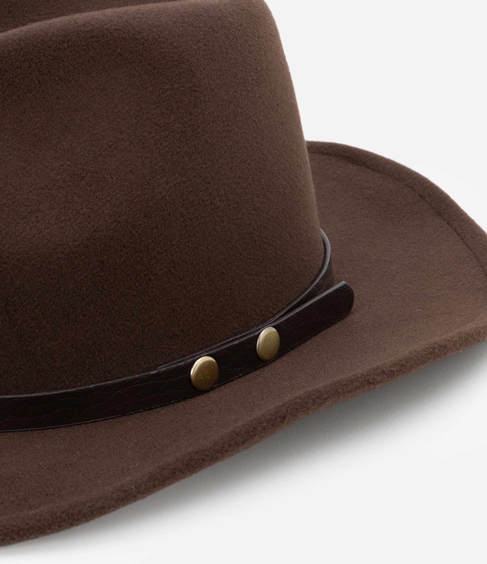 Chapéu Cowboy em Fleece com Gorgurão Marrom 5